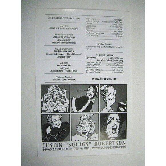 Fabulous Divas of Broadway Show Program 2008 St. Luke's Theatre Alan Palmer - Picture 4 of 7